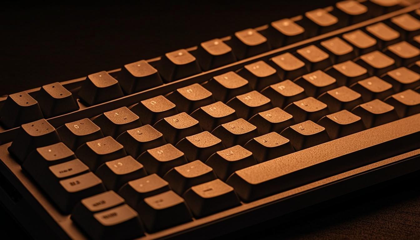 Manual studio keyboard glowing amber